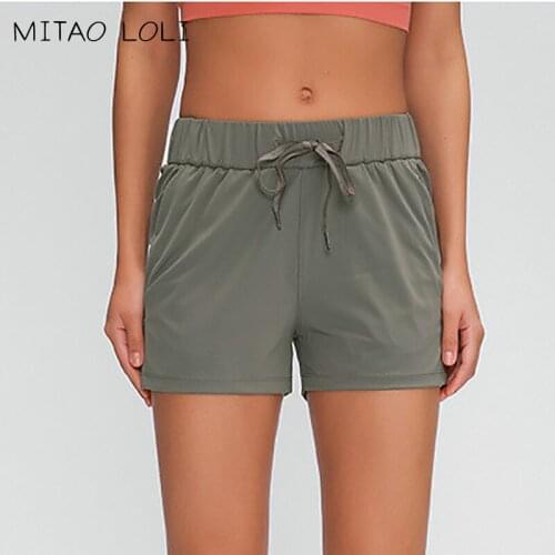 MITAO LOLI Butter Soft Naked-feel Workout Sport Running Shorts Women Waist Drawstring Training Fitness Shorts with Pocket XS-XL