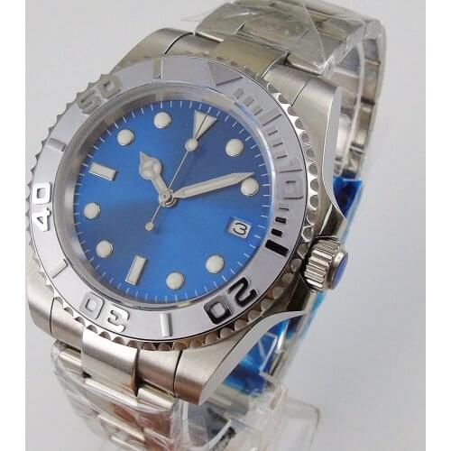 40mm Blue Sterile Dial Sapphire Glass Date Bracelet Ceramic Bezel NH35A MIYOTA 8215 Automatic Movement Mens Watch