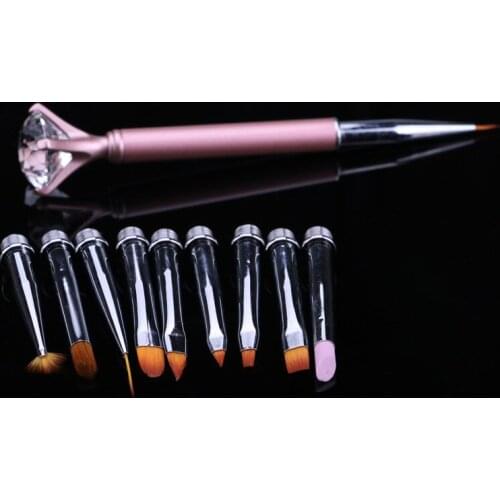 Manicure Brush Set Diamond Head Rose Gold Pen Pink Multifunctional Replaceable Nail Phototherapy Pen