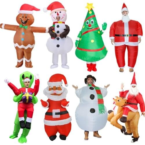 Father Christmas Riding on Santa Claus Air Blow Up Suit Spoof Cosplay Inflatable Costums Adult Size for Christmas Festival