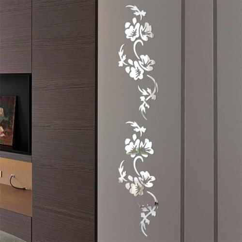 Wall Stickers Background Innovative Art Living Room Bedroom Flower Shape Crystal Mirror Home Decoration Protective Film Decals