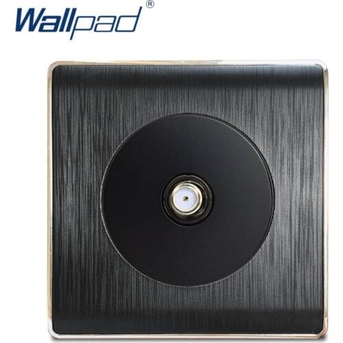 Wallpad SAT Satellite Wall Socket Electric Outlet Black PC Brushed Panel For Home