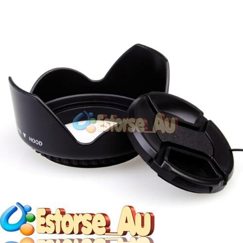 100% New 82mm Lens Cap + 82mm Flower Lens Hood For Camera 82mm lens