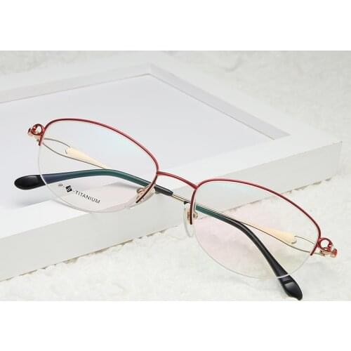Logorela Titanium Half frame Eyeglasses Woman Ultra Light Weight Optical Myopia glasses Frames female Eyewear Spectacles 152