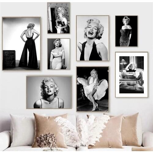 Classic Movie Canvas Art Poster Marilyn Monroe Print Black And White Wall Painting Sexy Woman Posters Wall Pictures Home Decor