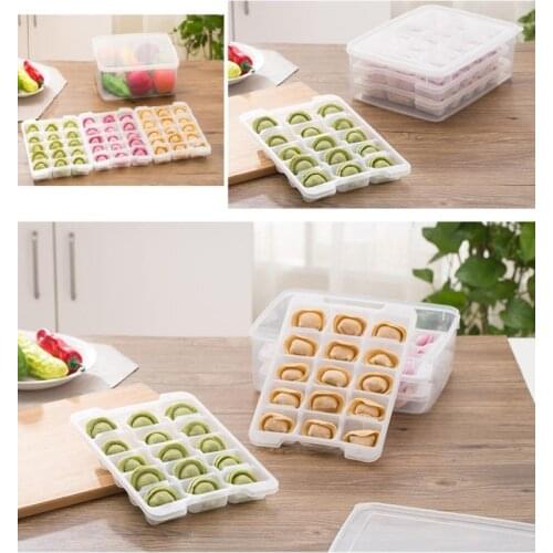 PP Refrigerator Fresh Keeping Storage Case Holder 3-Layers Dumpling Box Thawing Box