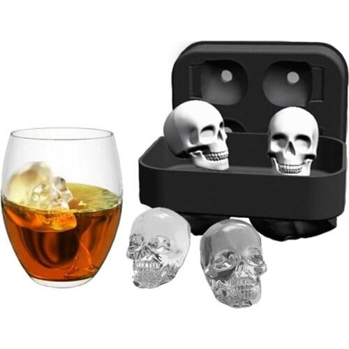 2019 3D Skull Ice Cube Mold Maker Bar Party Whiskey Wine Ice Tray Tool Kitchen Summer Chocolate Skull Silicone Molds