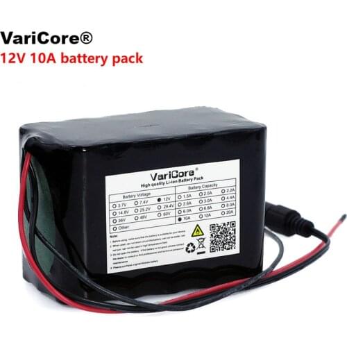 VariCore Large capacity 12 V 10Ah 18650 lithium Rechargeable battery 12v 10000 mAh 75W LED lamp Xenon with BMS