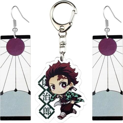 Hot Sale Anime Demon Slayer Keychain Womens Keychain Drop Earrings Blade of Ghost Earings