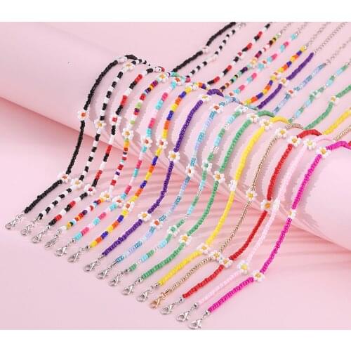 Bohemian Handmade Beaded Flower Choker Necklace 2021 Summer Women Collares collier femme Fashion Jewelry Drop Shipping