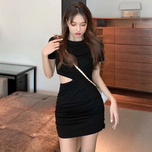2021 New Spring Summer Korean Chic Temperament High Waist Tight Sexy Bag Hip Hollow Out Fashion One Piece WomenS Dress Clothing