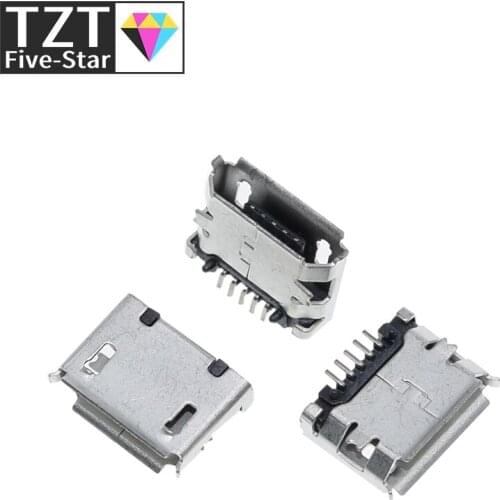 10pcs Micro USB 5pin no side Ox horn female usb socket Flat mouth four legs socket mini usb connector