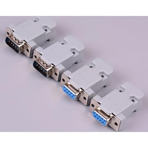 2set RS232 Serial Port Connector DB9 Female Male Socket Plug Connector 9 Pin Copper RS232 COM Adapter With Plastic Case