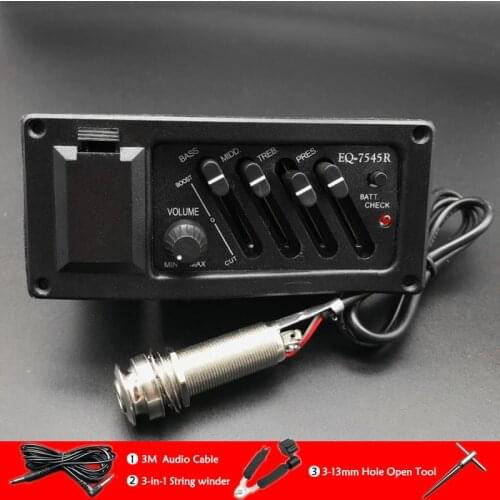4 Band EQ-7545R Guitar Preamp Piezo Pickup Amplifier EQ Equalizer Acoustic Guitar Pickup with 6.5MM Output Free Shipping