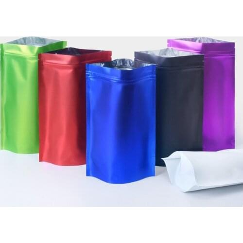 500pcs/lot Colorful Stand up Matt Aluminum Foil Ziplock Bag Colorful Doypack Coffee Tea Packaging Bag Eco-friendly Gift bag