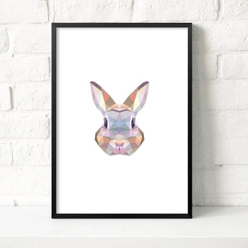 Abstract Popular Canvas Print Painting Geometric Nordic Rabbit Poster Wall Art Picture For Home Decor Living Room No Frame LZ585