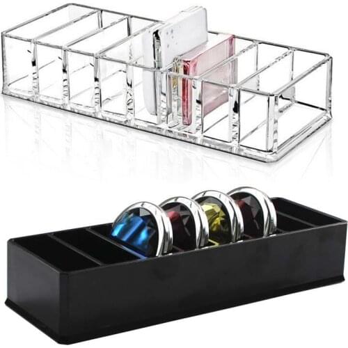 Acrylic Black Makeup Organizer 8 Slots Cosmetic Organizer Dress Table Jewelry Storage Case Puff Storage Box Eye shadow Display