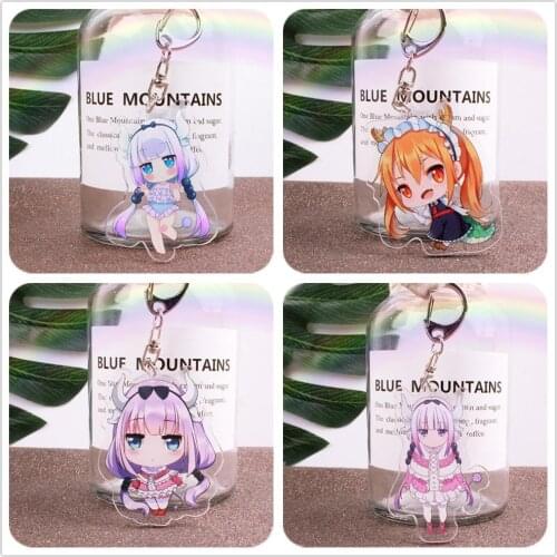 Anime Kobayashi San Dragon Maid Tooru Kanna Kamui Acrylic Figure keychain Keyring Decoration Collection Model Toy Cosplay Doll