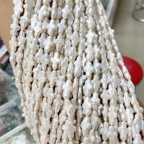 Free shipping 38 cm cross baroque pearl beads in strand,9.5x14 mm 100% nature freshwater loose pearl with cross baroque shape