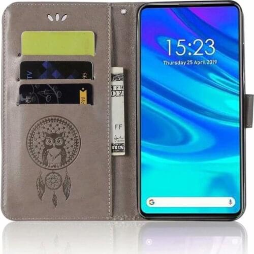 For huawe P Smart Z Phone Case PU Leather Cover Fundas Wallet Flip Owl wind chimes Relief Shell For huawei Y9 Prime 2019