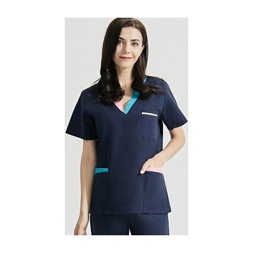 Cotton printing V-neck uniform beauty salon nursing uniform doctor surgery scrub clothes ladies pet shop work clothes wholesale