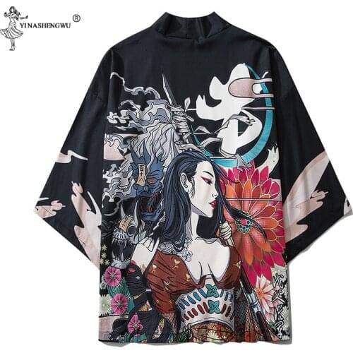 Yukata Men Women Japanese Kimono 8 Style Print Cardigan Japanese Traditional Kimonos Beach Loose Casual Shirt Asian Cosplay Coat