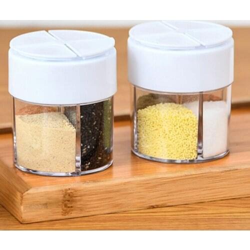 Seasoning Box 4 Grid Spice Cruet Seasoning Jar Set Pepper Bottles Spice Shaker Salt Shakers Kitchen Storage Gadgets