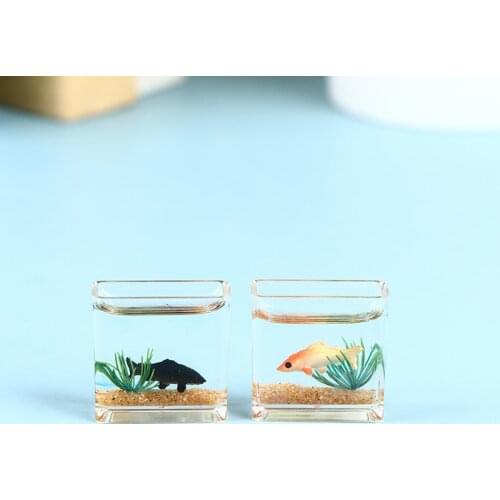 Dollhouse Miniature Glass Fish Tank Bowl Aquarium Doll House Home Ornament Toy For Dollhouse