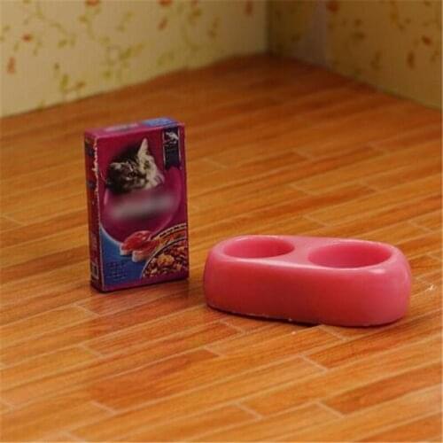 1/12 Dollhouse Miniature Mini Dog Cat Pet Food With Plate Simulation Furniture Model Toys For Doll Accessories Decoration