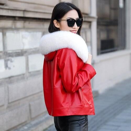 Genuine Leather Jacket Winter Jacket Women Fox Fur Collar Sheepskin Coat Down Jackets for Womens Clothing Abrigo Mujer 1805YY886