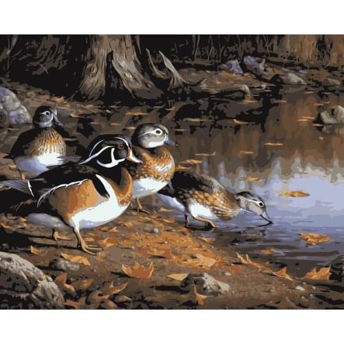 MaHuaf-j513 ducks by lake landscape Set for coloring by numbers art animal pictures for living room home decor