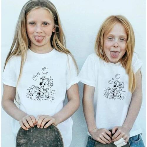 Little Spotted Dogs Print Tshirt Summer Children 101 Dalmatians Top Tee Casual Baby Girl Boy Adult Unisex T Shirts Famliy Look