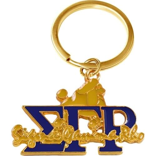 Hot fashion greek society jewelry keychain enamel metal SIGMA GAMMA RHO society poodle pendant key chain