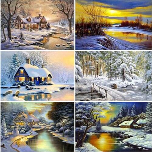 DIY Winter Scenic 5D Diamond Painting Full Square Drill Landscape Diamond Embroidery Cross Stitch Kits Wall Art Home Decor