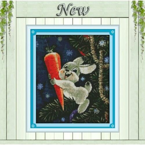 The rabbit and carrot animal decor painting counted printed on canvas DMC 11CT 14CT kits Cross Stitch embroidery needlework Sets