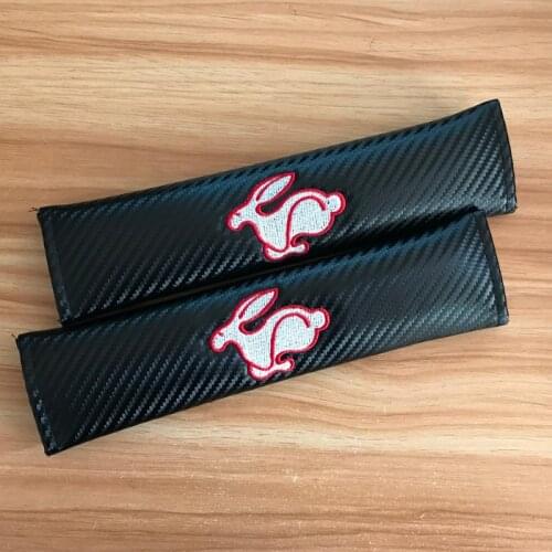 2PC rabbit Racing emblem Car seat belt cover shoulder pad JDM for Volkswagen vw polo golf 6 passat GTI audi a6 a4 a7 accessories