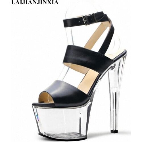 LAIJIANJINXIA New Hot 17CM High Heels Night Club Wedding Party Sandal Sexy Peep Toe Womens Pole Dance Shoes Platform Sandals