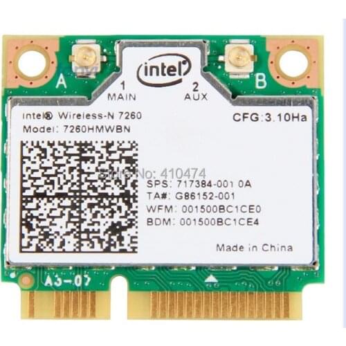 NEW For Intel Wireless-N 7260 7260HMWBN 802.11bgn Half MINI PCI-E WIFI for Bluetooth4.0 Card For ACER/ASUS/Samsung /Toshiba