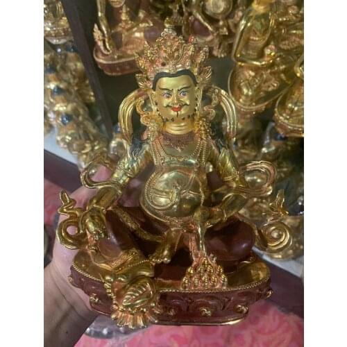 Wholesale Buddhist supplies HOME family Talisman Protection Yellow Jambhala Omnipotent God of wealth Buddha copper statue
