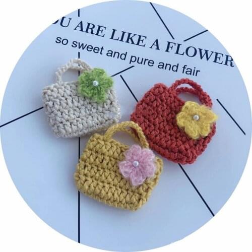 Wholesale Handmade 15pcs Boutique Cartoon Crochet Floral Handbag DIY Decoration Parts for Headwear Clothes