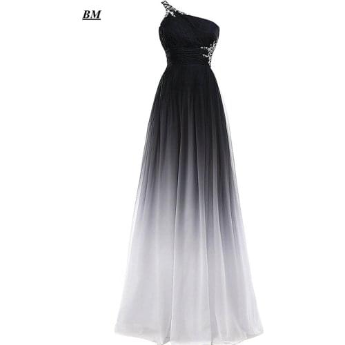 Sexy A-line Ombre Prom Dresses 2019 Chiffon Sequins Beading Long Gradient Formal Evening Dress Party Gown Vestidos De Gala BM12