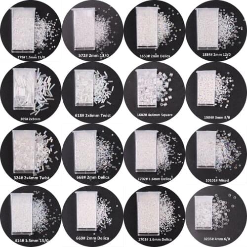 1 Box AB Transparent Glass Seed Beads Bugles Tube Multi Size Cezch Delica Glass Beads for DIY Wedding Craft Jewelry Making