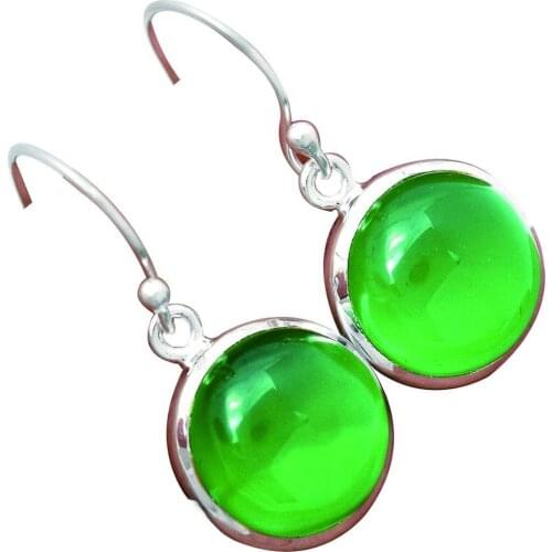 Lovegem Genuine Green Onyx Earrings 925 Sterling Silver,30mm, AE1167
