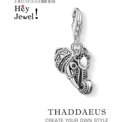 Symbol of Wisdom Elephant Charm Magic Pendants Pure 925 Sterling Silver Lucky Gift For Women Men Jewelry Fit Bracelets Trunk