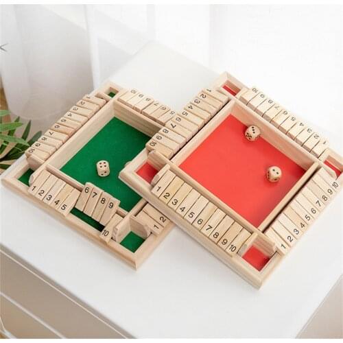 Traditional Four Sided Wooden 10 Number Pub Bar Board Dice Game For Shut the Box Family Travel Fun Game Set Family Fun Games