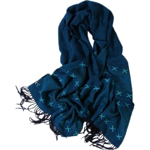 Lambswool jacquard women retro stytle scarfs shawl pashmina 65x240cm long tassel peacock blue 3color retail wholesale