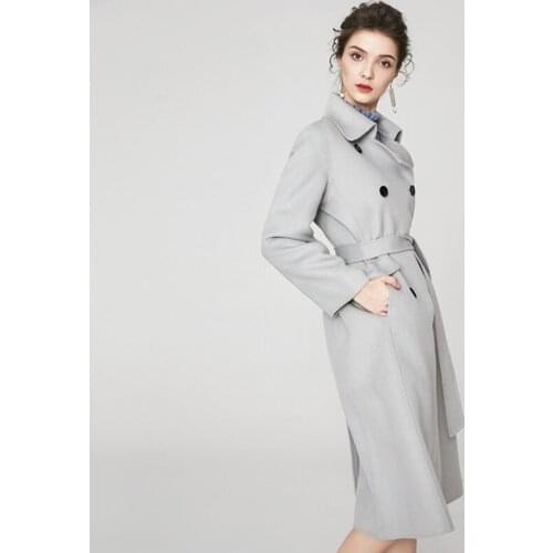 Women new style long A-type woolen overcoat lady double-sided high-end clothes fashion female double breasted warm cashmere coat
