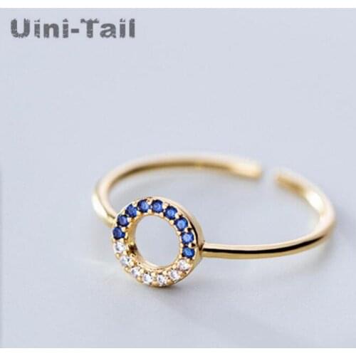 Uini Tail new design hot sale 925 sterling silver color round open ring simple creative hollow circle high quality jewelry ED908