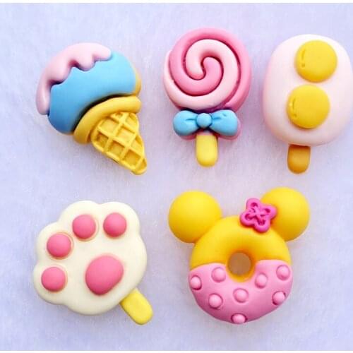 10Pcs Kawaii Cute Mixed cake popsicle Flat back Resin Cabochons Scrapbooking DIY Jewelry Craft Decoration Accessorie E56