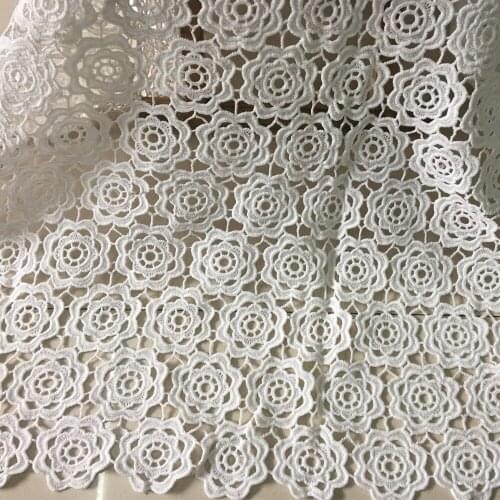 2yards Latest African Guipure Laces 2018 High Quality White African Cord French Lace For Sewing Nigerian Wedding Dress Material
